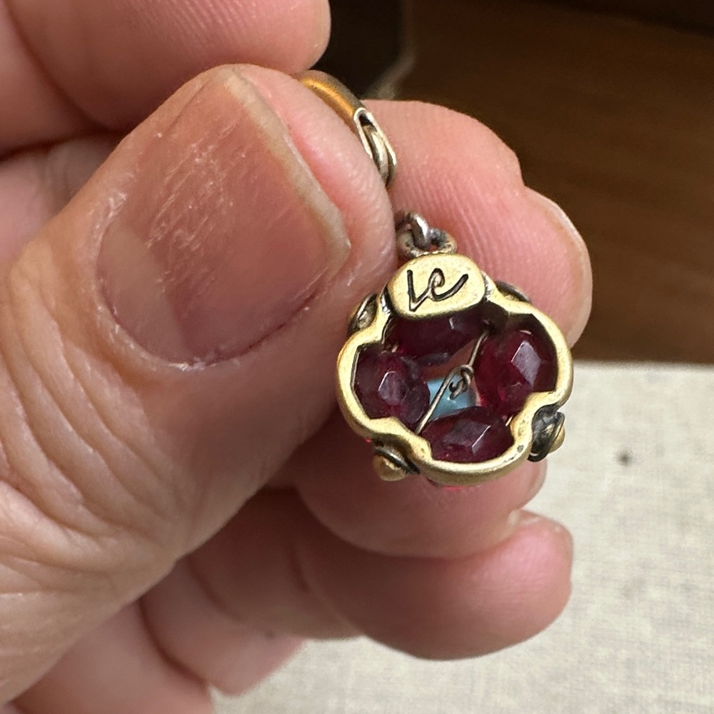 Liz Claiborne Garnet and Turquoise Earrings - Picture 3 of 4